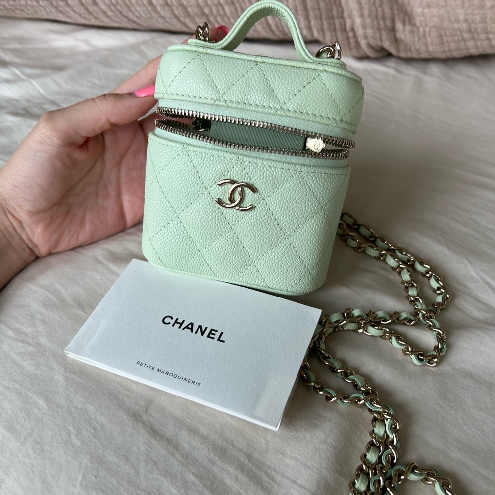 Chanel Small Handle Vanity Case Mint Green